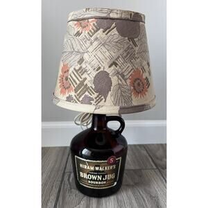 Hiram Walkers Brown Jug Bourbon Whiskey Smiley Face Lamp 13” Retro Man Cave